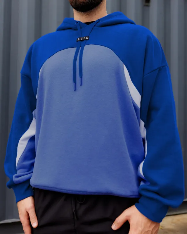 Y2K Concept Panel Hoodie - Power Cobalt-White sold by LSKD