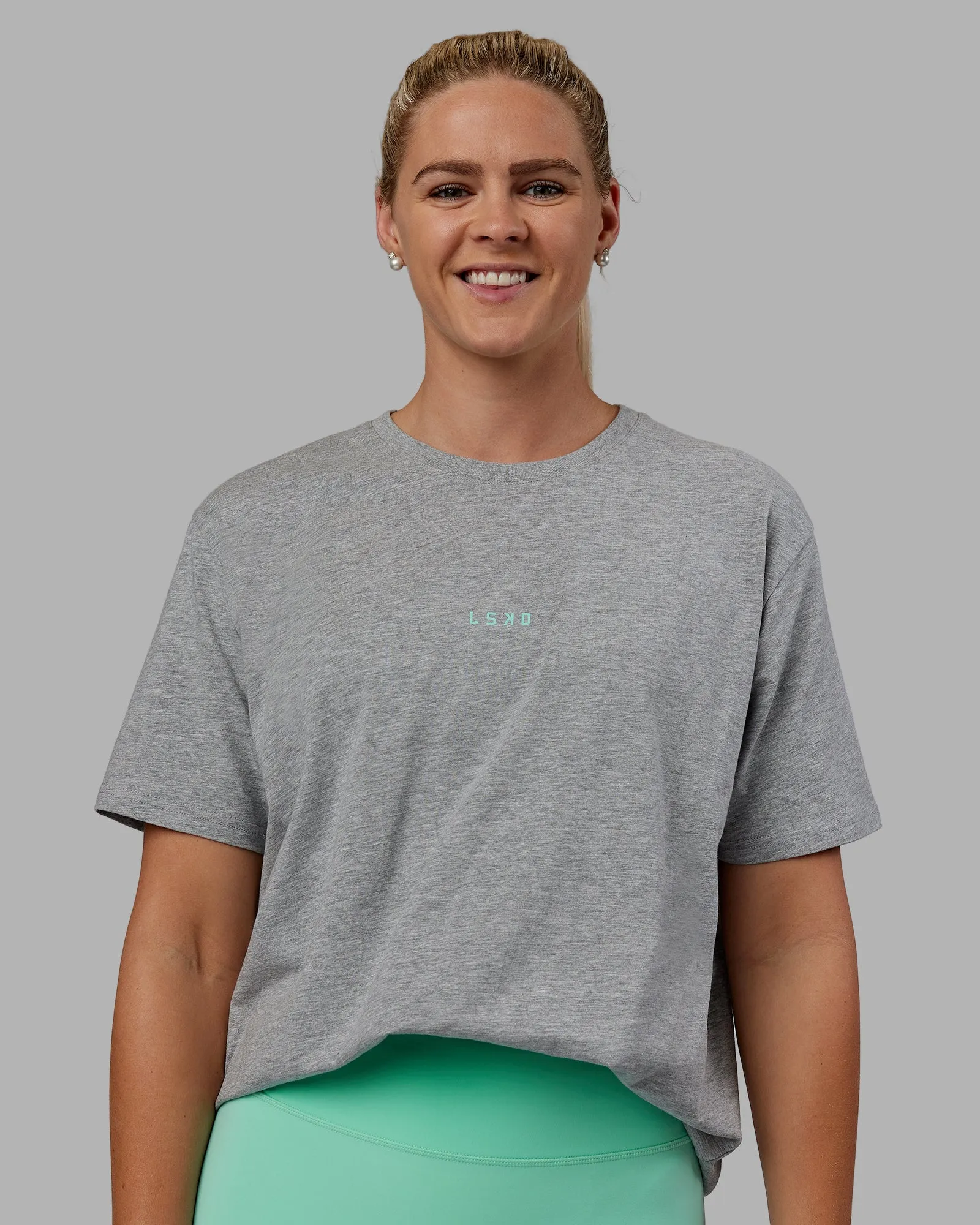 Resilient Unisex FLXCotton Tee - Light Grey Marl-Ice Green sold by LSKD product image thumbnail 5