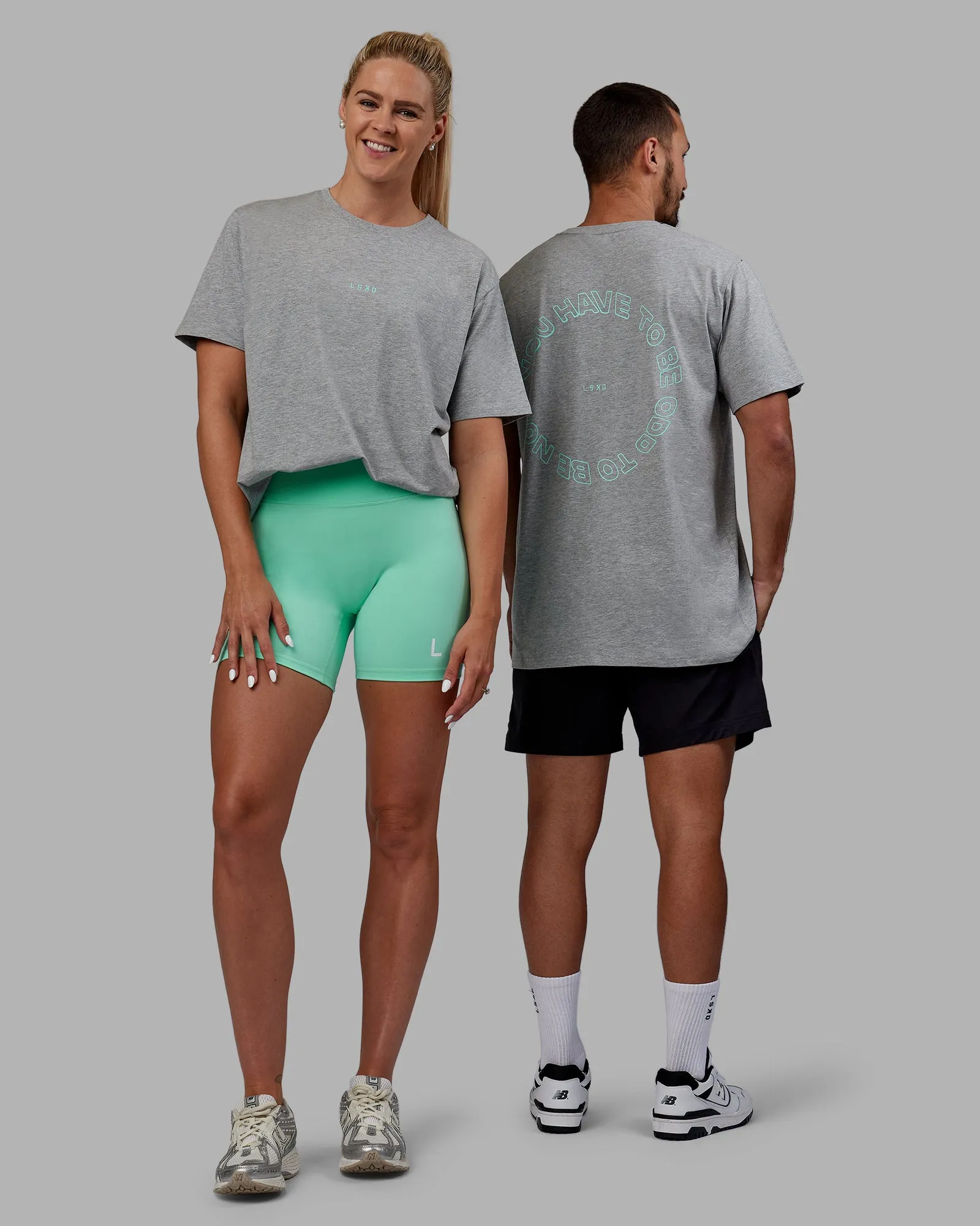 Resilient Unisex FLXCotton Tee - Light Grey Marl-Ice Green sold by LSKD