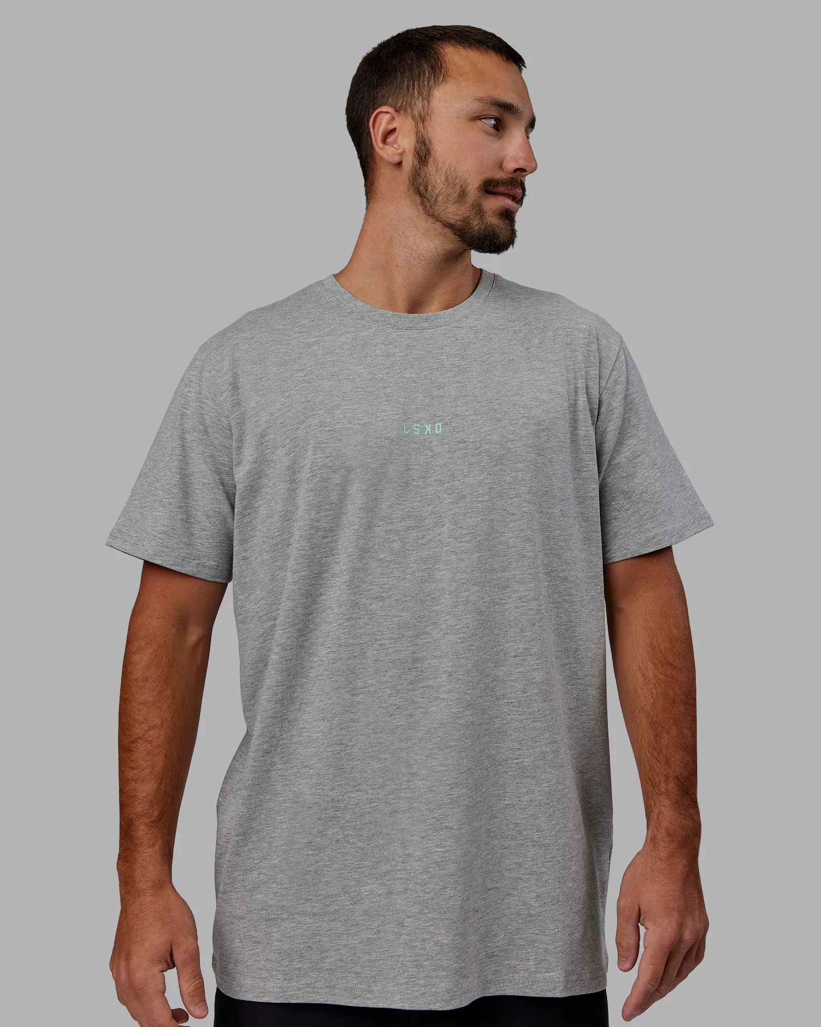 Resilient Unisex FLXCotton Tee - Light Grey Marl-Ice Green sold by LSKD product image thumbnail 3