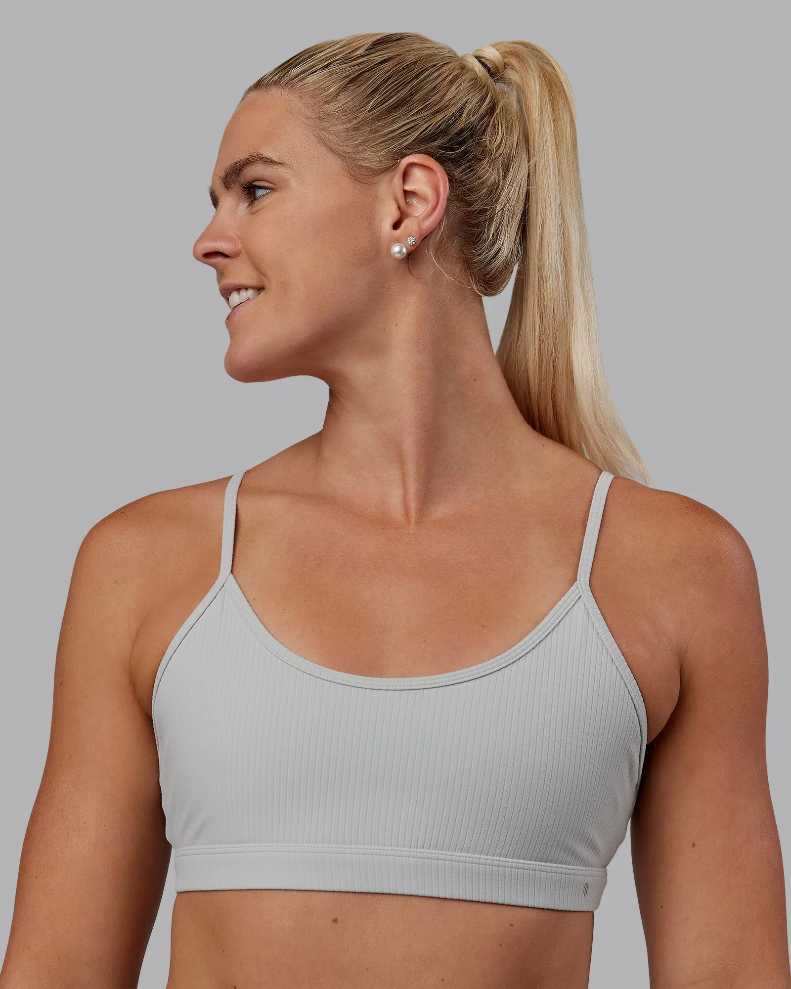 Tenacity Ribbed Lounge Bra - Light Grey Marl sold by LSKD