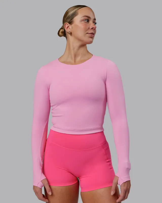 Staple Long Sleeve Cropped Tee - Bubblegum sold by LSKD