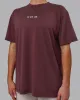 Sara I Can Shall & Will Oversized Washed Tee - Bordeaux-Shale Beige sold by LSKD