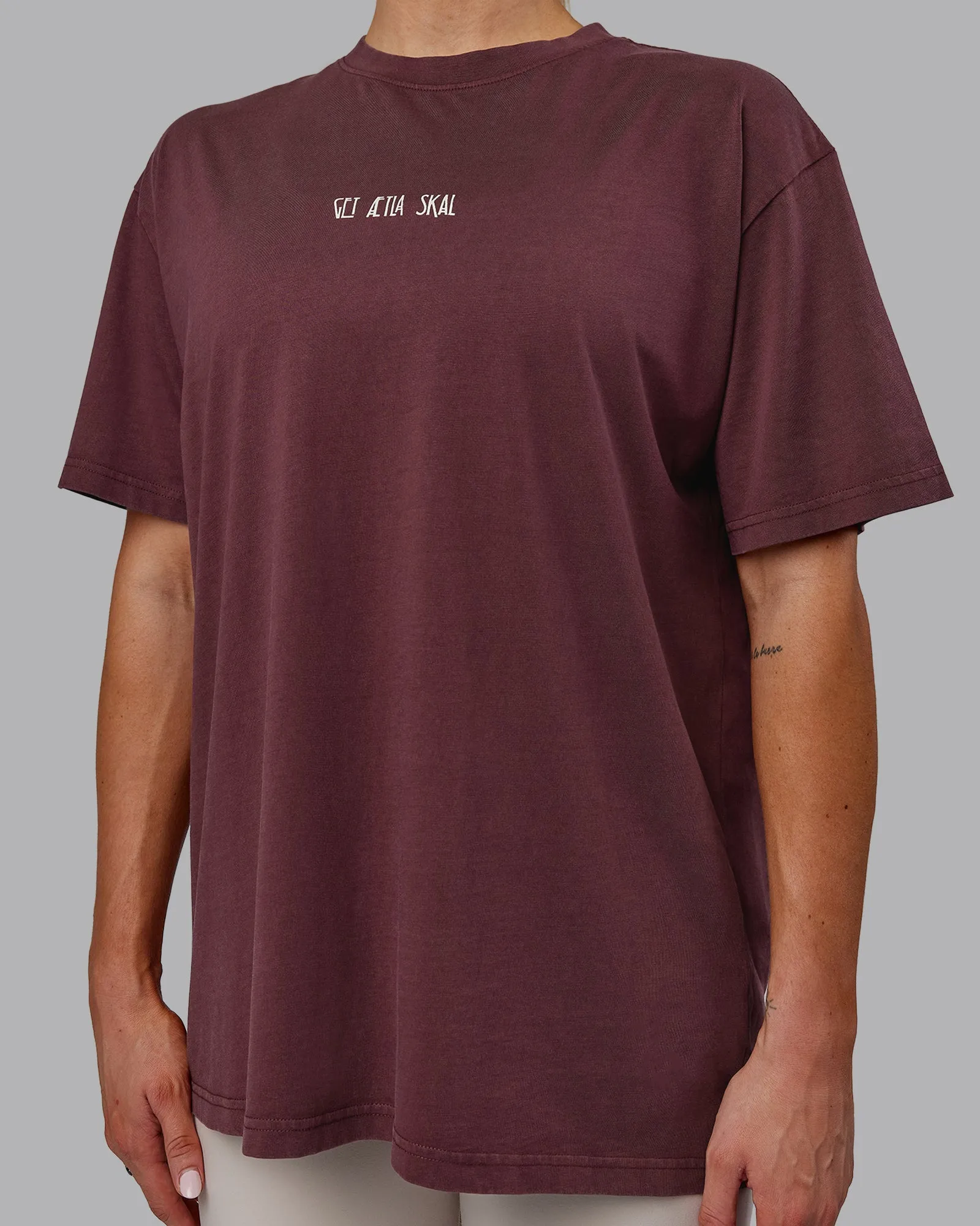 Sara I Can Shall & Will Oversized Washed Tee - Bordeaux-Shale Beige sold by LSKD product image thumbnail 4