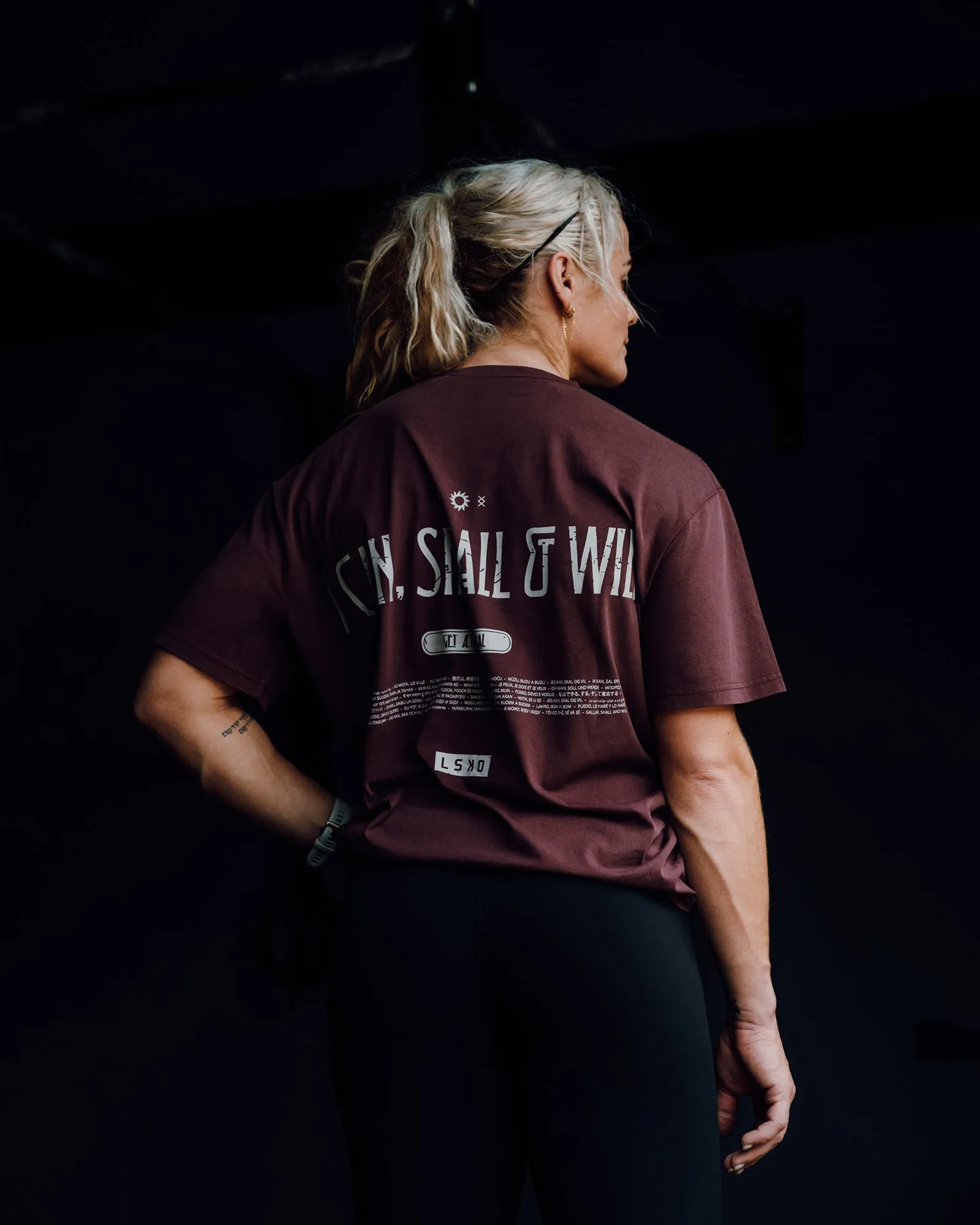 Sara I Can Shall & Will Oversized Washed Tee - Bordeaux-Shale Beige sold by LSKD