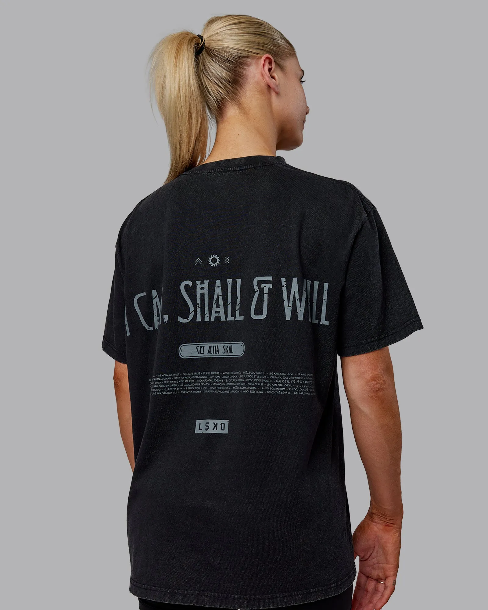 Sara I Can Shall & Will Oversized Washed Tee - Black-Black sold by LSKD product image thumbnail 2