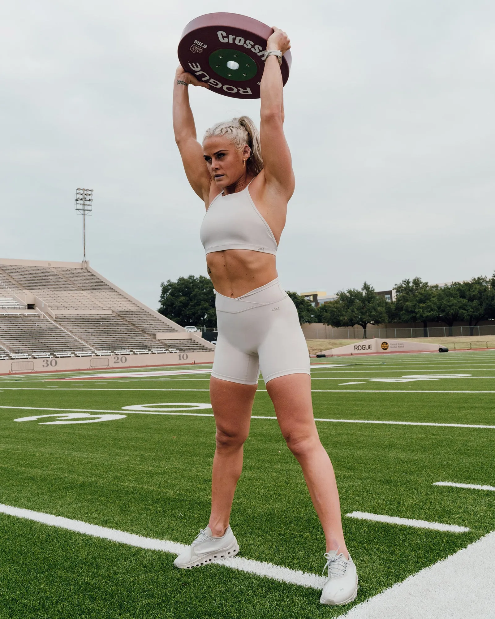 Sara Ares High Neck Sports Bra - Shale Beige sold by LSKD product image thumbnail 4