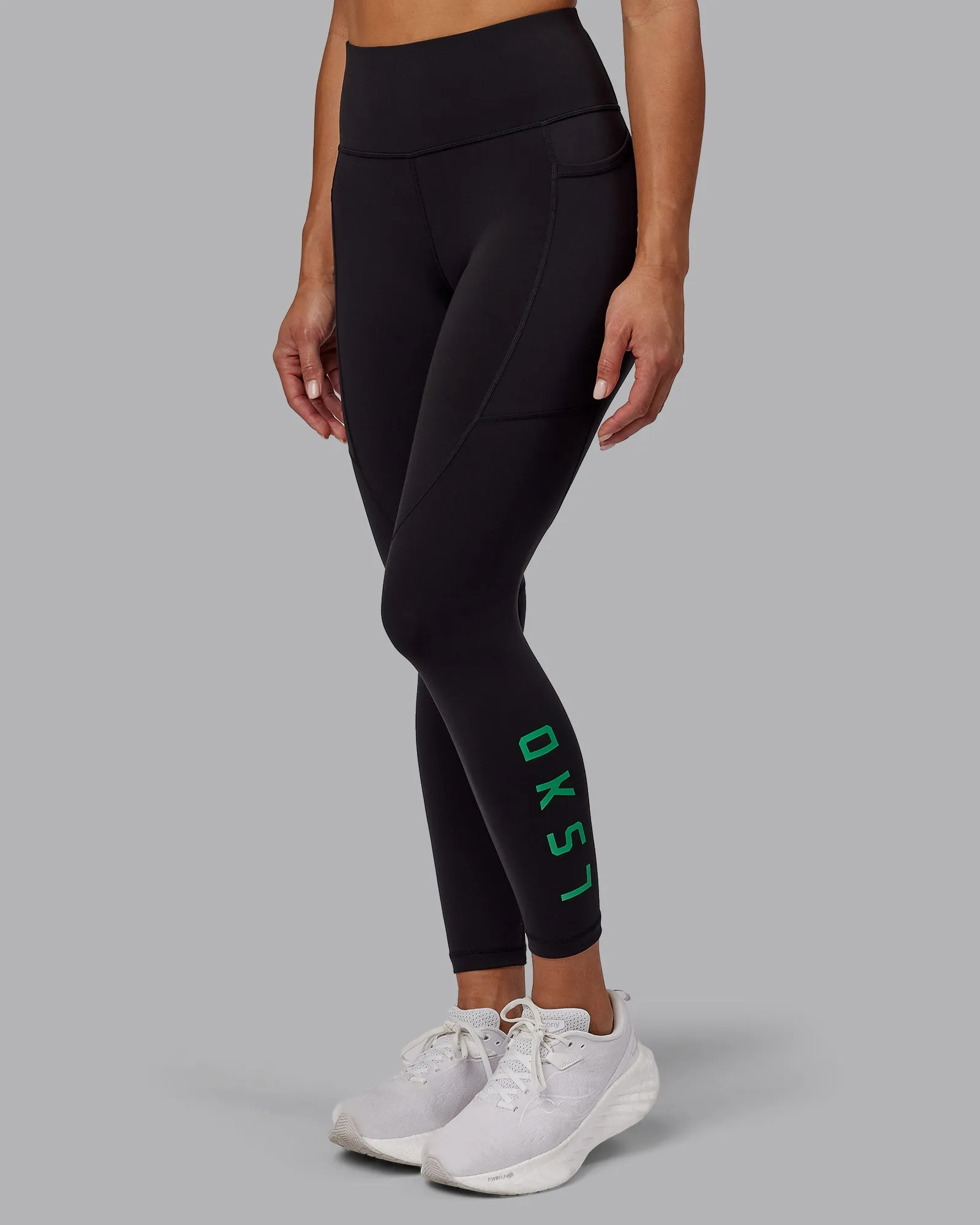 Rep 7/8 Length Tights - Black-Impact Green sold by LSKD product image thumbnail 2