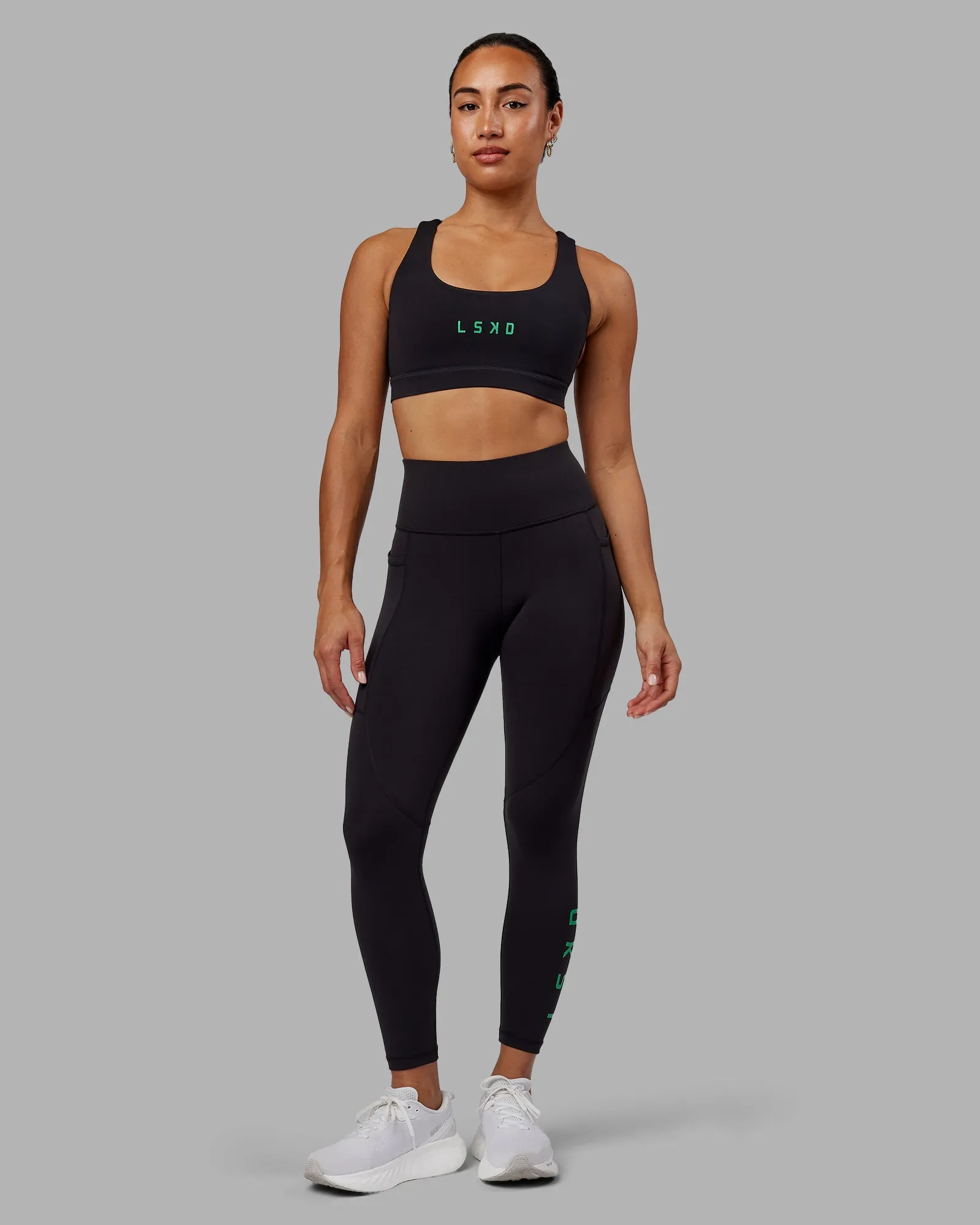 Rep 7/8 Length Tights - Black-Impact Green sold by LSKD product image thumbnail 5