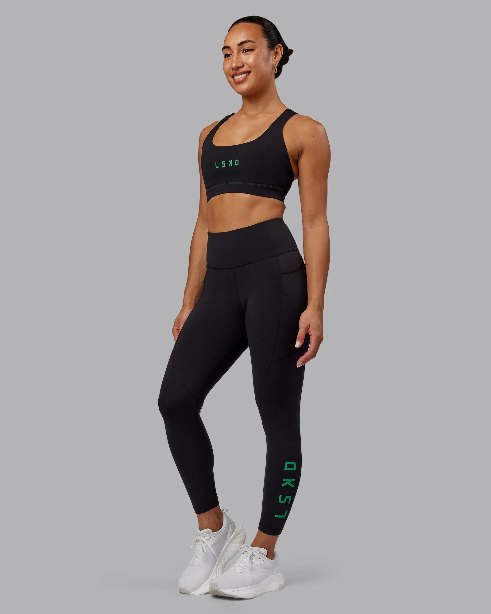 Rep 7/8 Length Tights - Black-Impact Green sold by LSKD