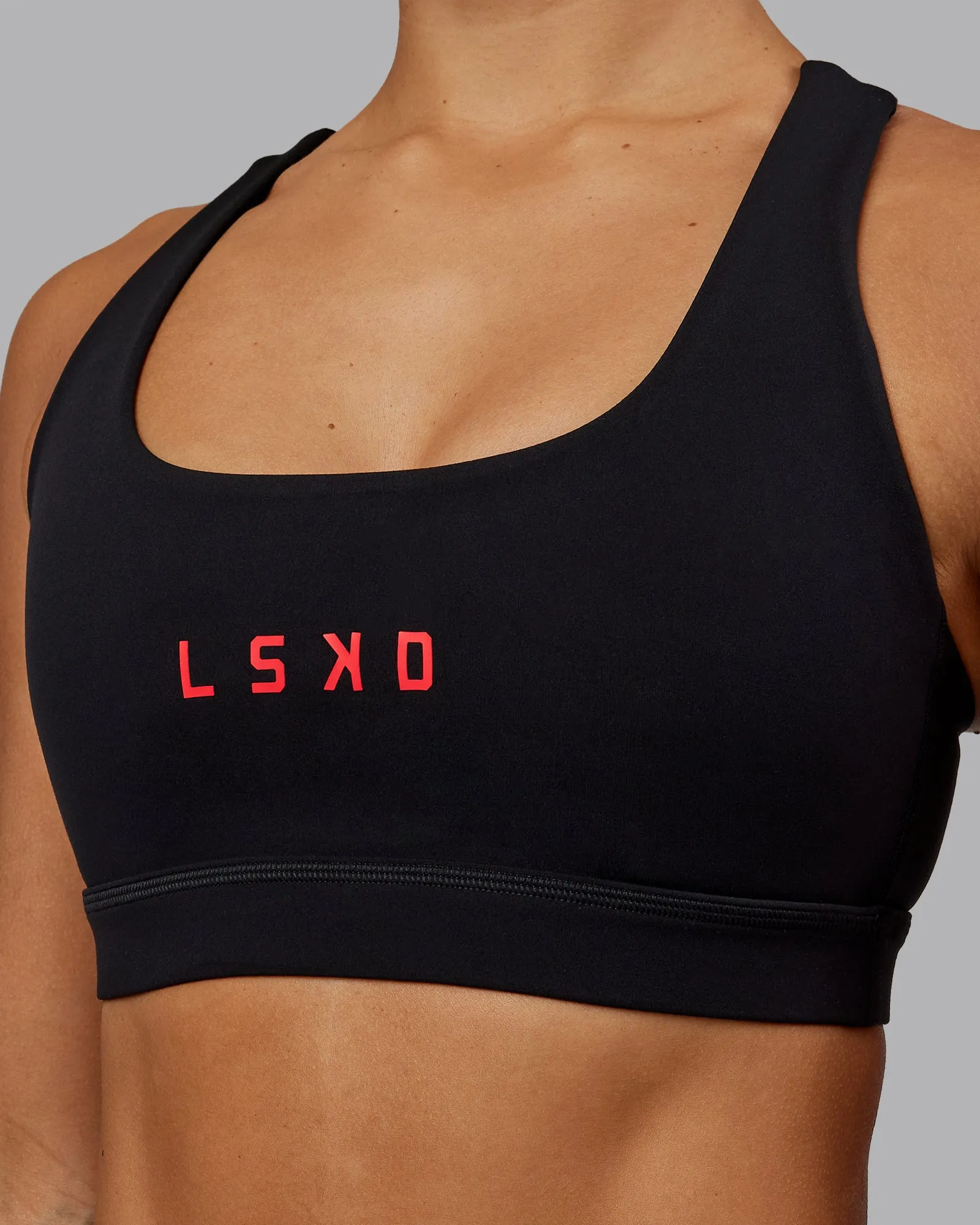 Rep Sports Bra - Black-Scarlet sold by LSKD