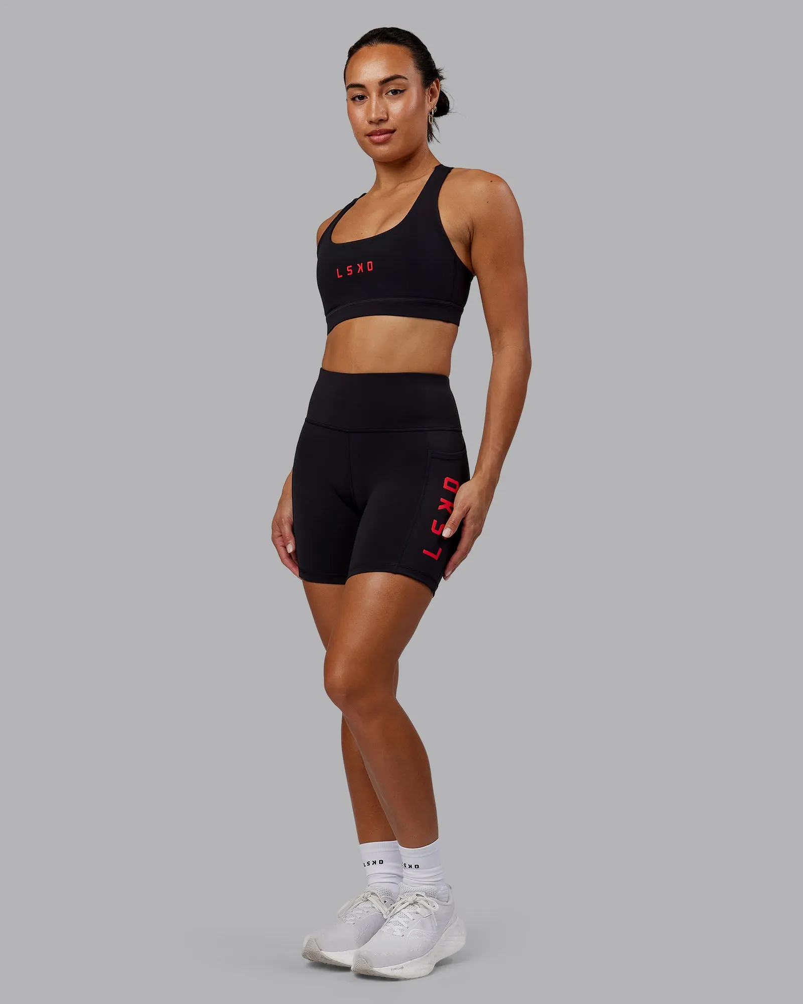 Rep Sports Bra - Black-Scarlet sold by LSKD product image thumbnail 3