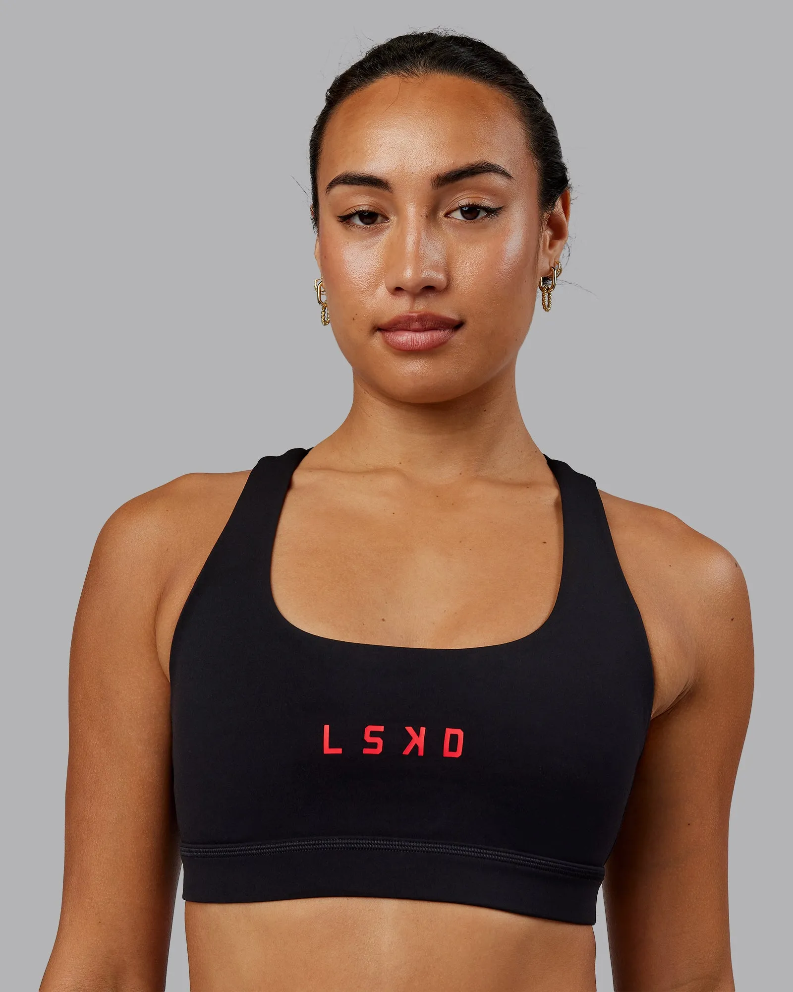 Rep Sports Bra - Black-Scarlet sold by LSKD product image thumbnail 5
