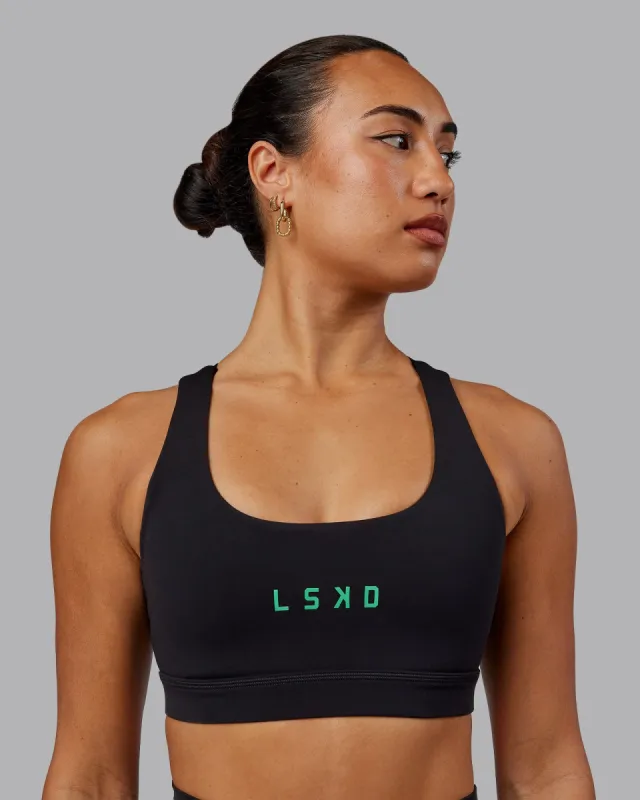Rep Sports Bra - Black-Impact Green sold by LSKD