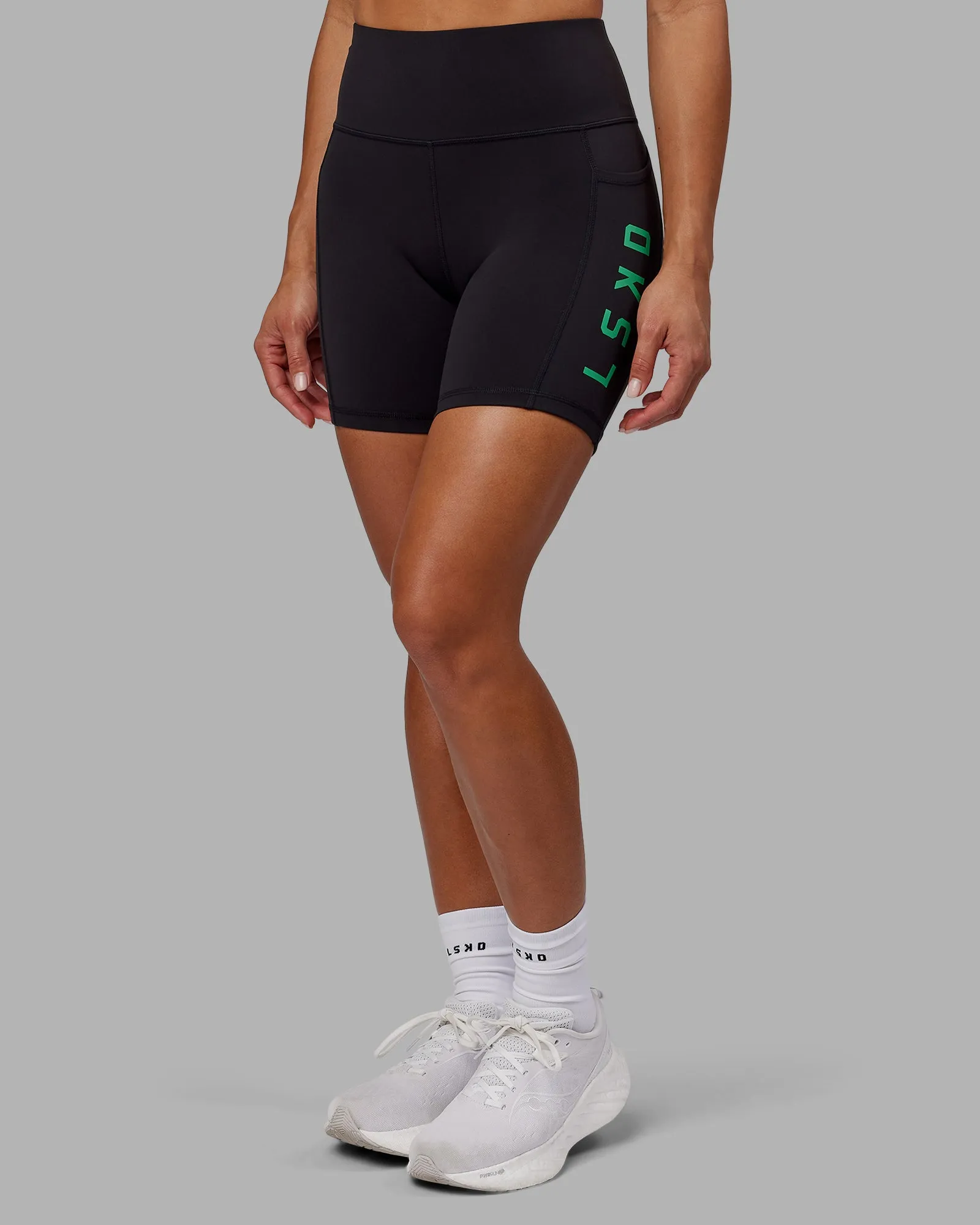Rep Mid Short Tight - Black-Impact Green sold by LSKD