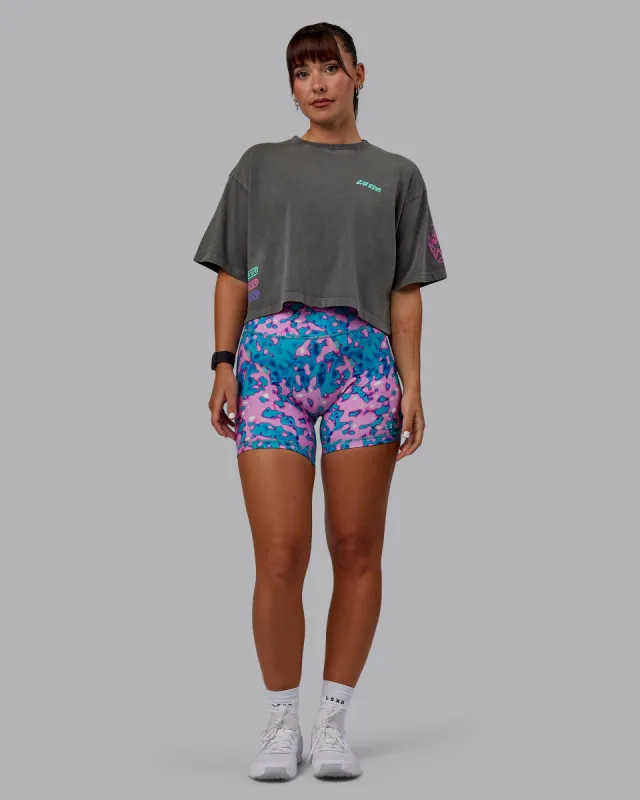 Washed Huntington 24 Cropped Heavyweight Tee - Charcoal-Dahlia Purple sold by LSKD