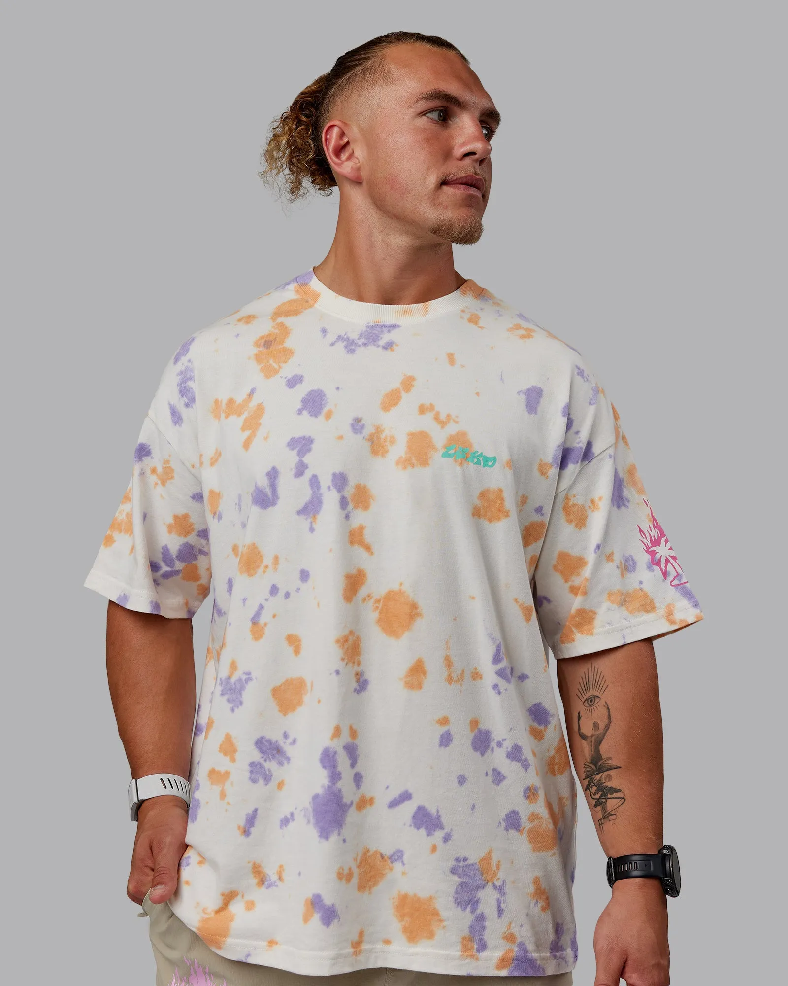Washed Huntington 24 Heavyweight Oversize Tee - Tie Dye Tangerine-Dahlia Purple sold by LSKD product image thumbnail 4