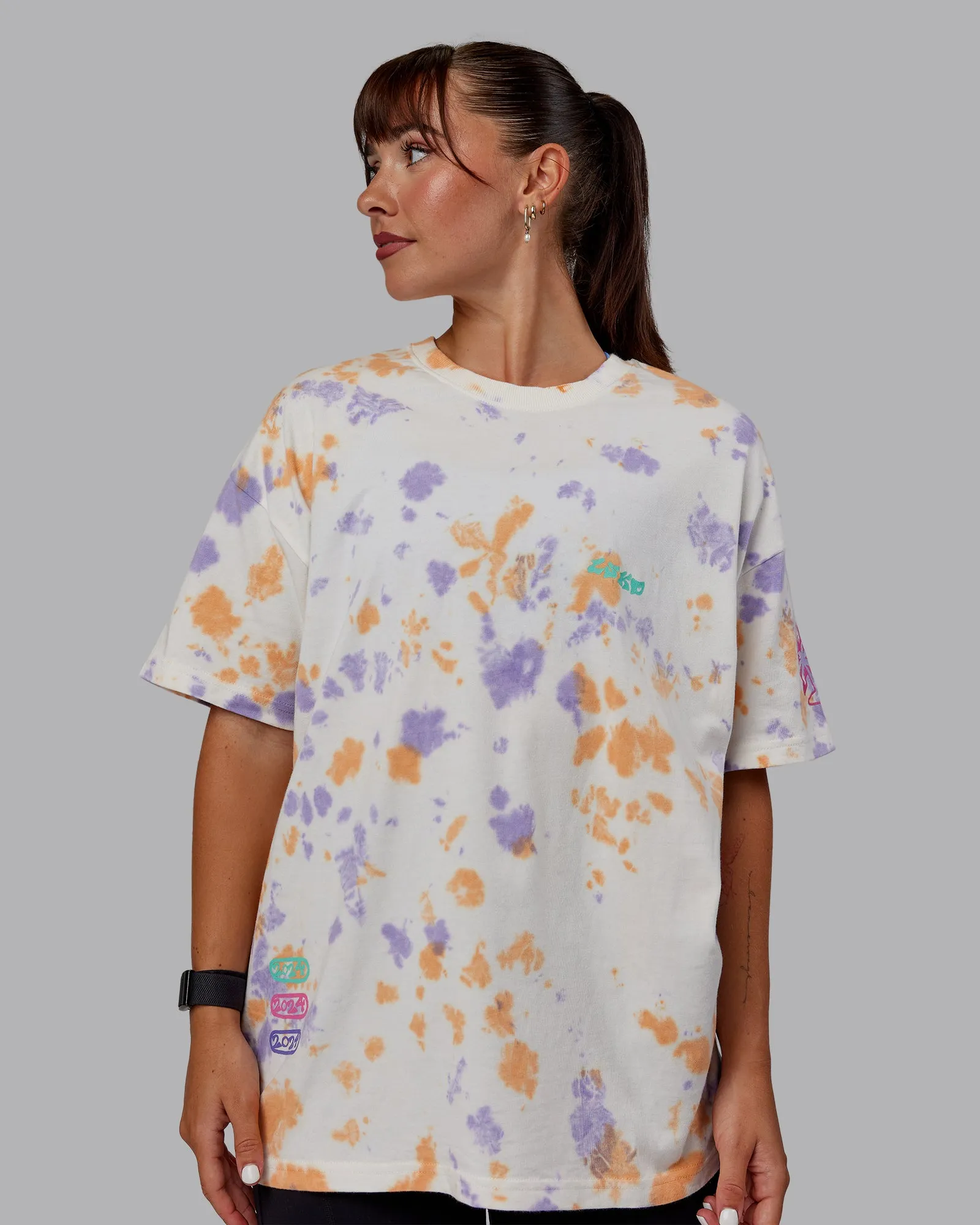 Washed Huntington 24 Heavyweight Oversize Tee - Tie Dye Tangerine-Dahlia Purple sold by LSKD product image thumbnail 5