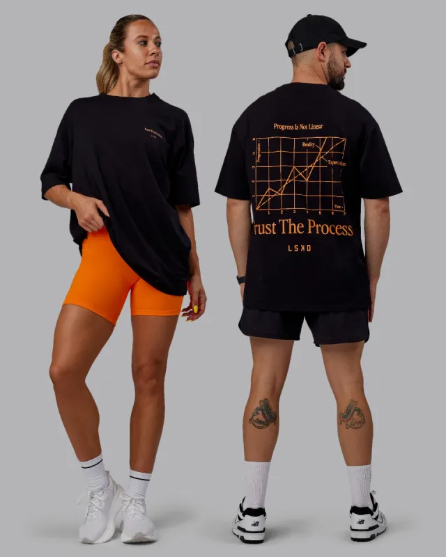 Trust The Process 2.0 FLXCotton Tee Oversize - Black-Vibrant Orange sold by LSKD