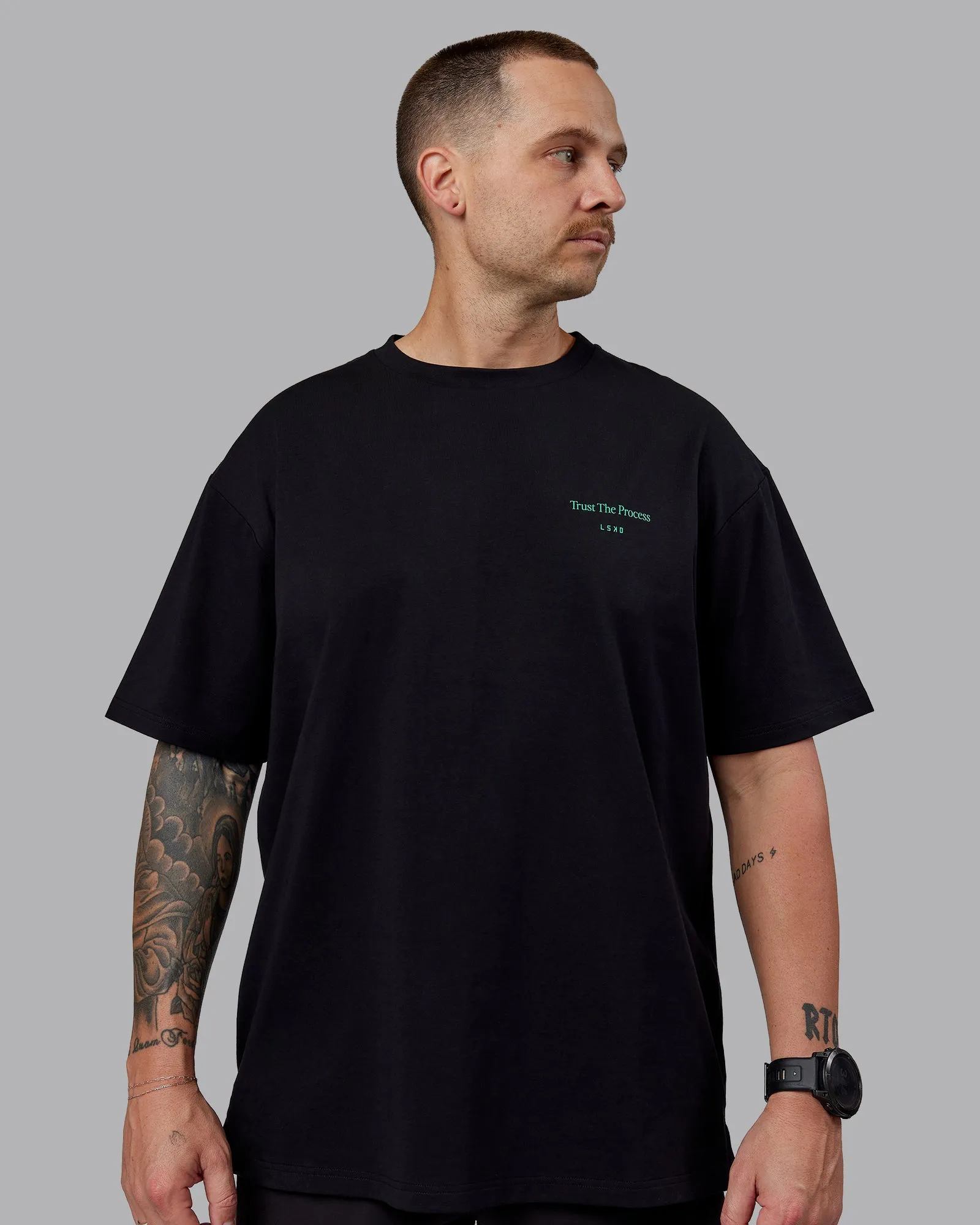 Trust The Process 2.0 FLXCotton Tee Oversize - Black-Impact Green sold by LSKD product image thumbnail 2