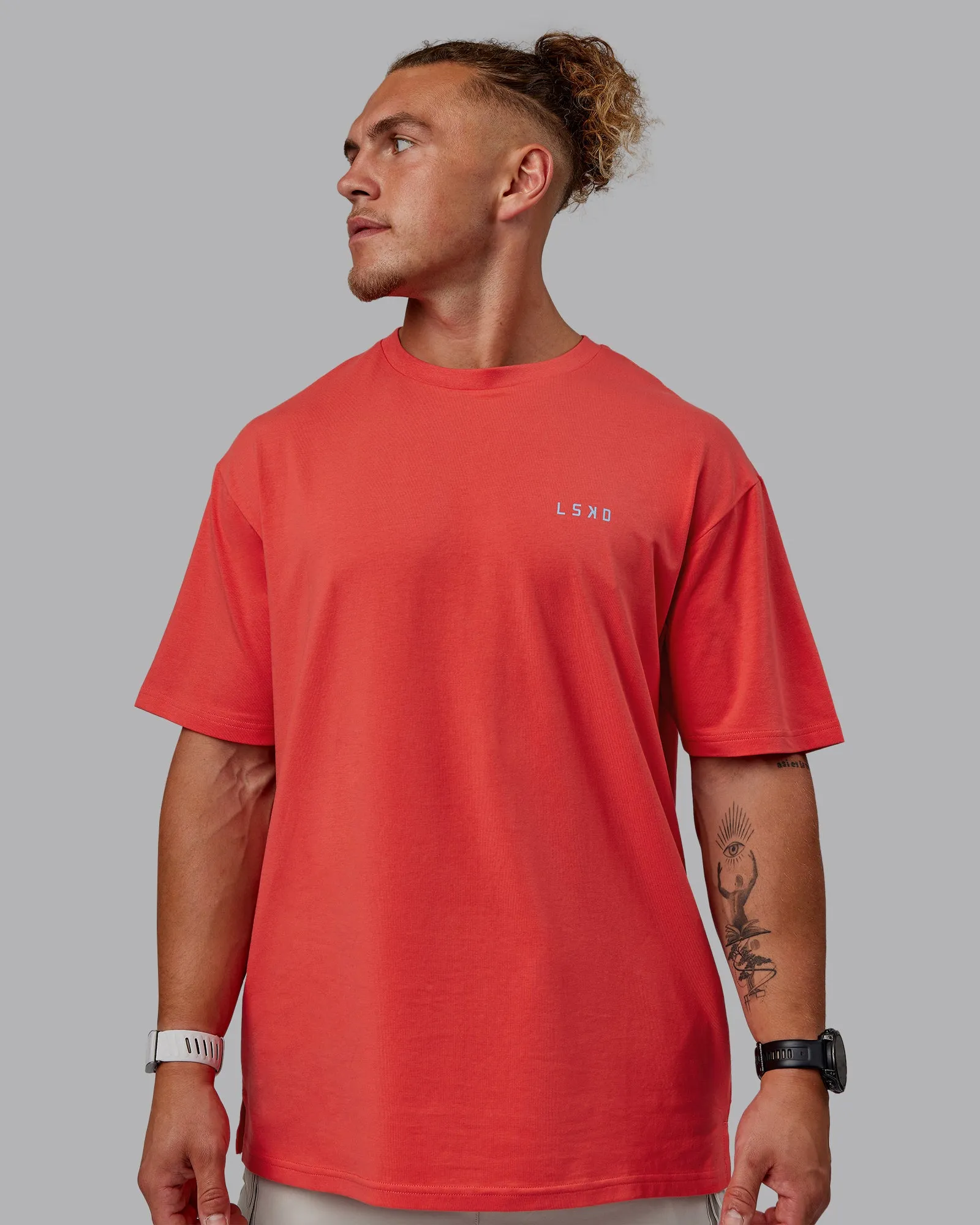 Unisex Strike Through FLXCotton Tee Oversize - Cayenne-Glacial Blue sold by LSKD product image thumbnail 3