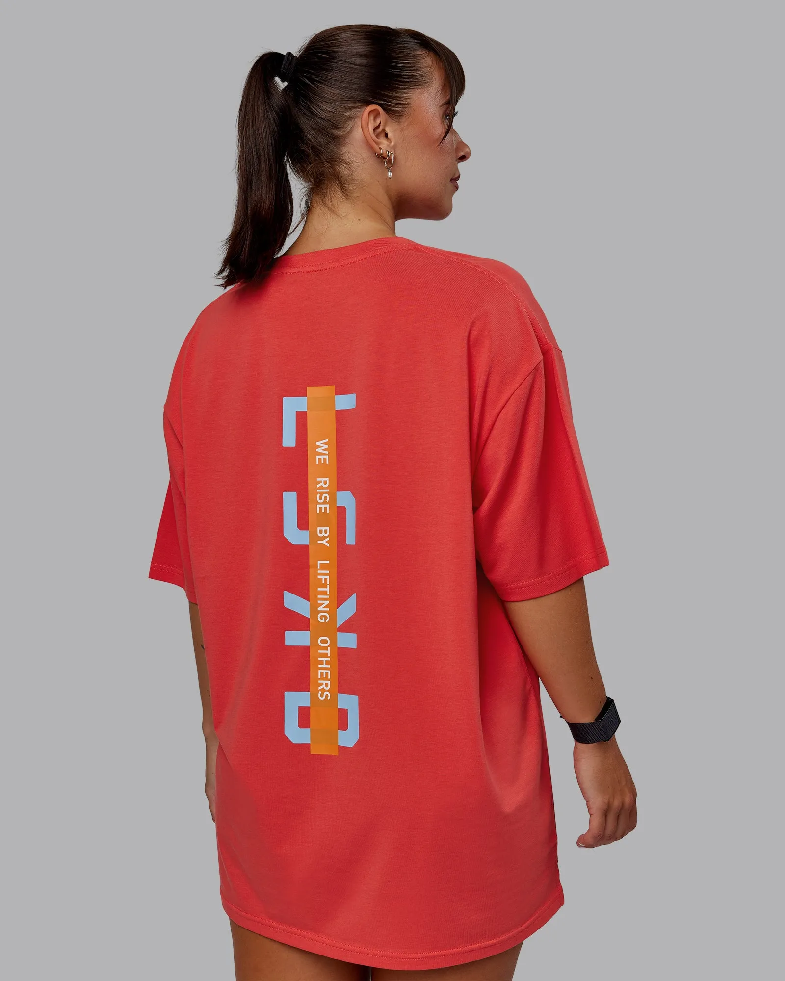 Unisex Strike Through FLXCotton Tee Oversize - Cayenne-Glacial Blue sold by LSKD product image thumbnail 2