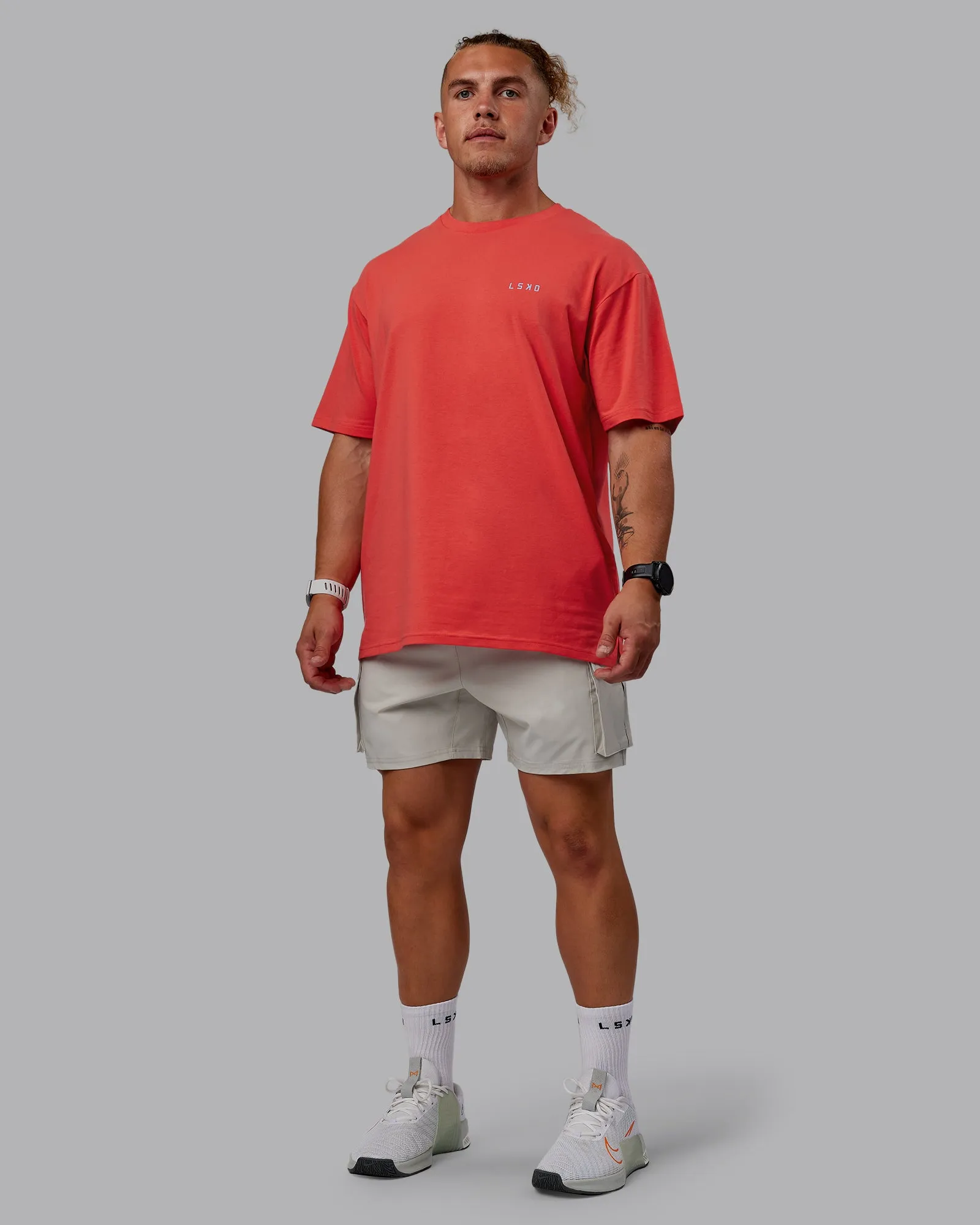 Unisex Strike Through FLXCotton Tee Oversize - Cayenne-Glacial Blue sold by LSKD product image thumbnail 5