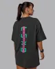 Unisex Strike Through FLXCotton Tee Oversize - Pirate Black-Impact Green sold by LSKD