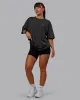 Unisex Strike Through FLXCotton Tee Oversize - Pirate Black-Impact Green sold by LSKD