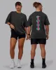 Unisex Strike Through FLXCotton Tee Oversize - Pirate Black-Impact Green sold by LSKD