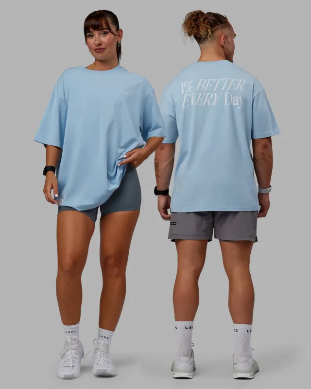 Unisex VS6 FLXCotton Tee Oversize - Glacial Blue-White sold by LSKD