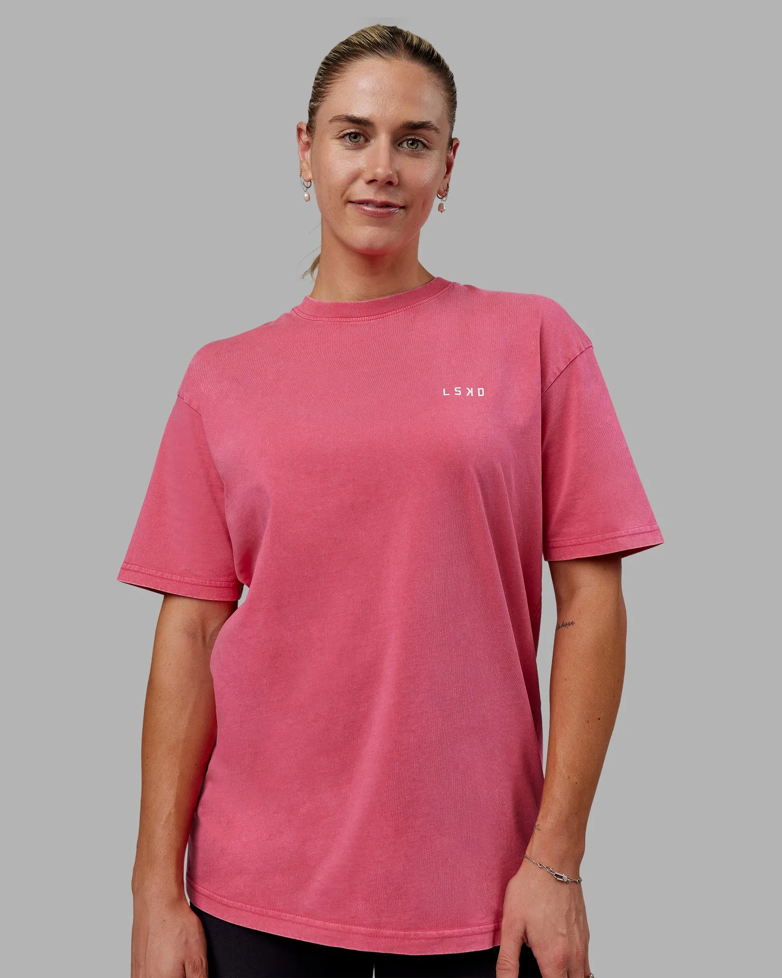 Washed Empower Oversize Tee - Berry Pink-Pastel Orchid sold by LSKD product image thumbnail 4