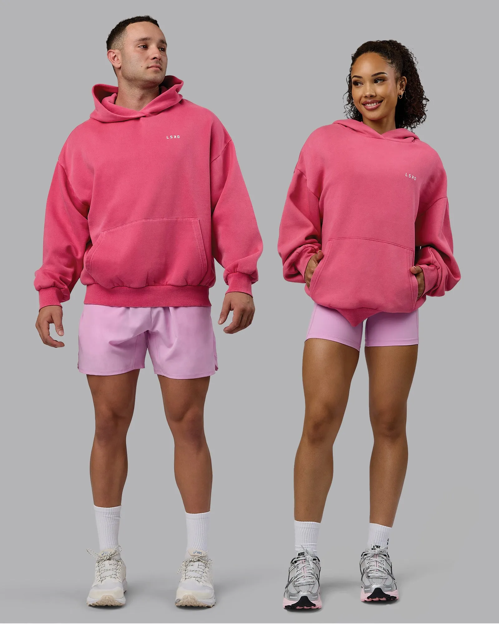 Unisex Washed Empower Hoodie Oversize - Berry Pink-Pastel Orchid sold by LSKD product image thumbnail 2