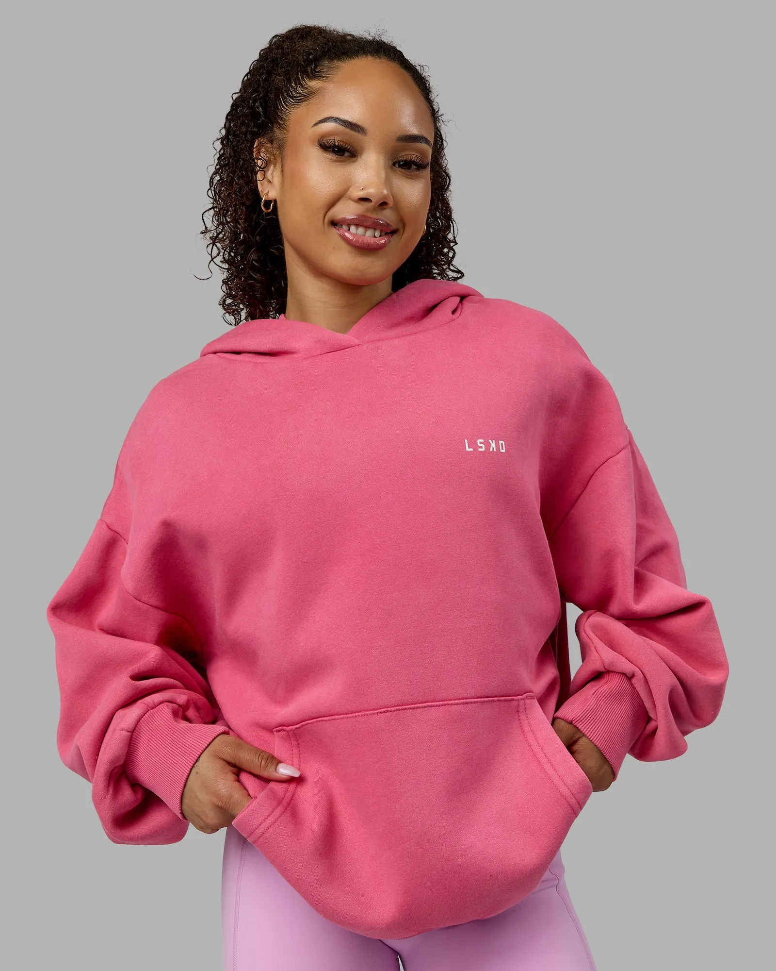 Unisex Washed Empower Hoodie Oversize - Berry Pink-Pastel Orchid sold by LSKD product image thumbnail 3