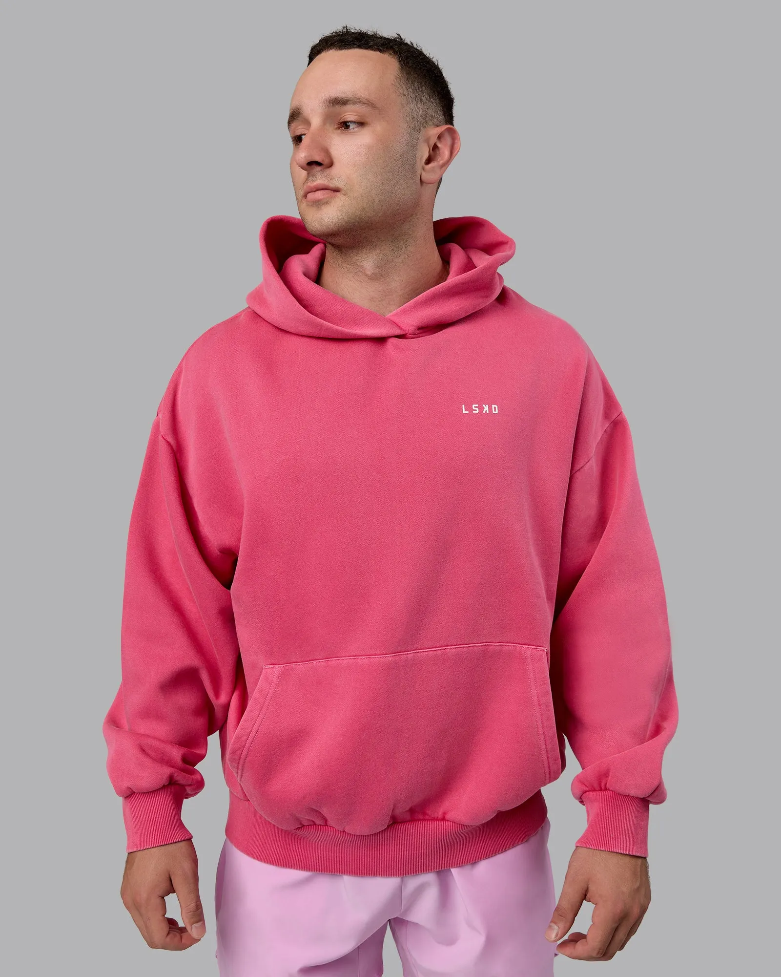 Unisex Washed Empower Hoodie Oversize - Berry Pink-Pastel Orchid sold by LSKD product image thumbnail 4