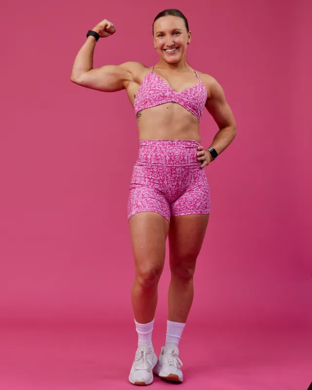 Fusion Mid Short Tights with Pockets - Patina-Ultra Pink sold by LSKD