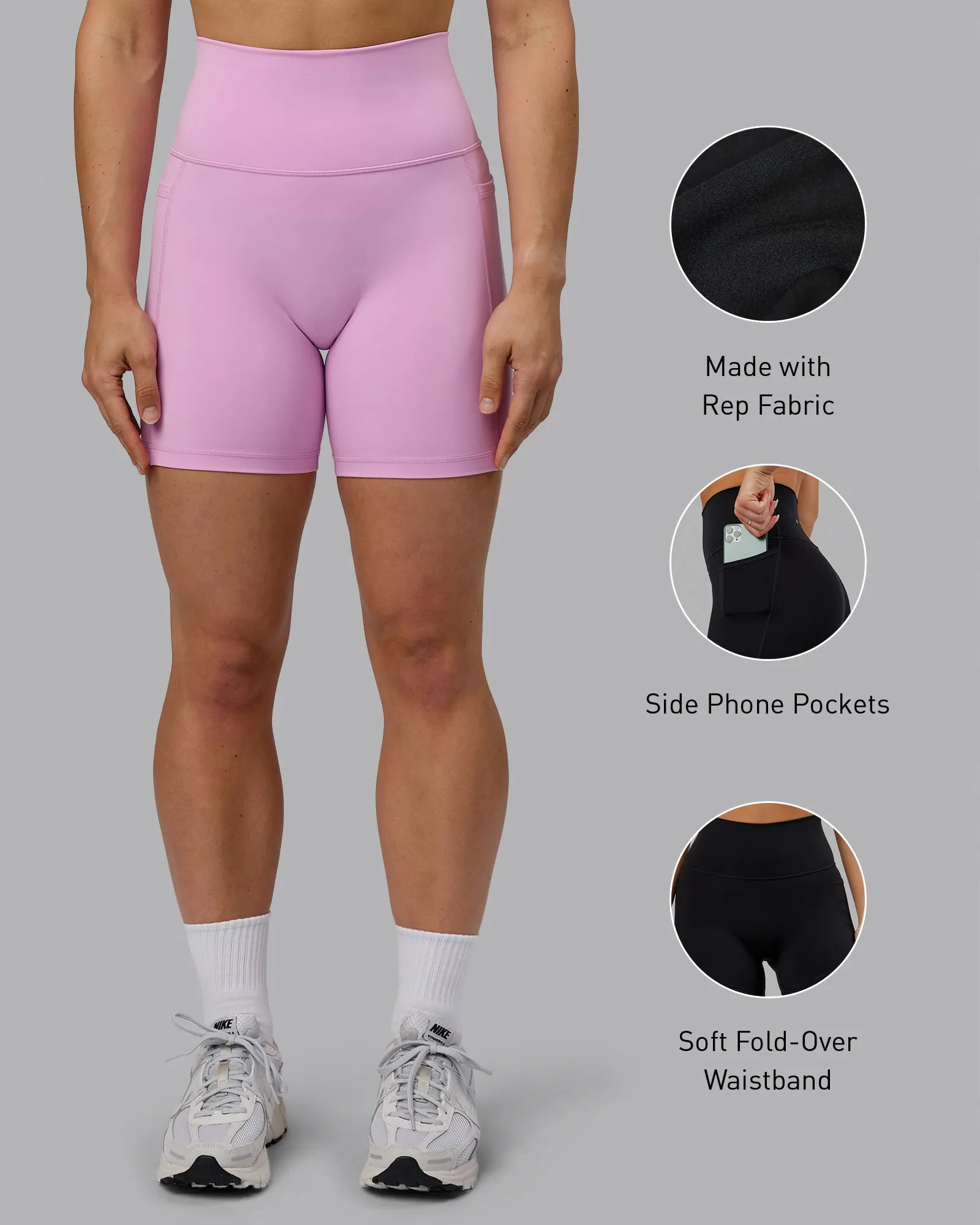 Fusion Mid Short Tight with Pockets - Pastel Orchid sold by LSKD product image thumbnail 2