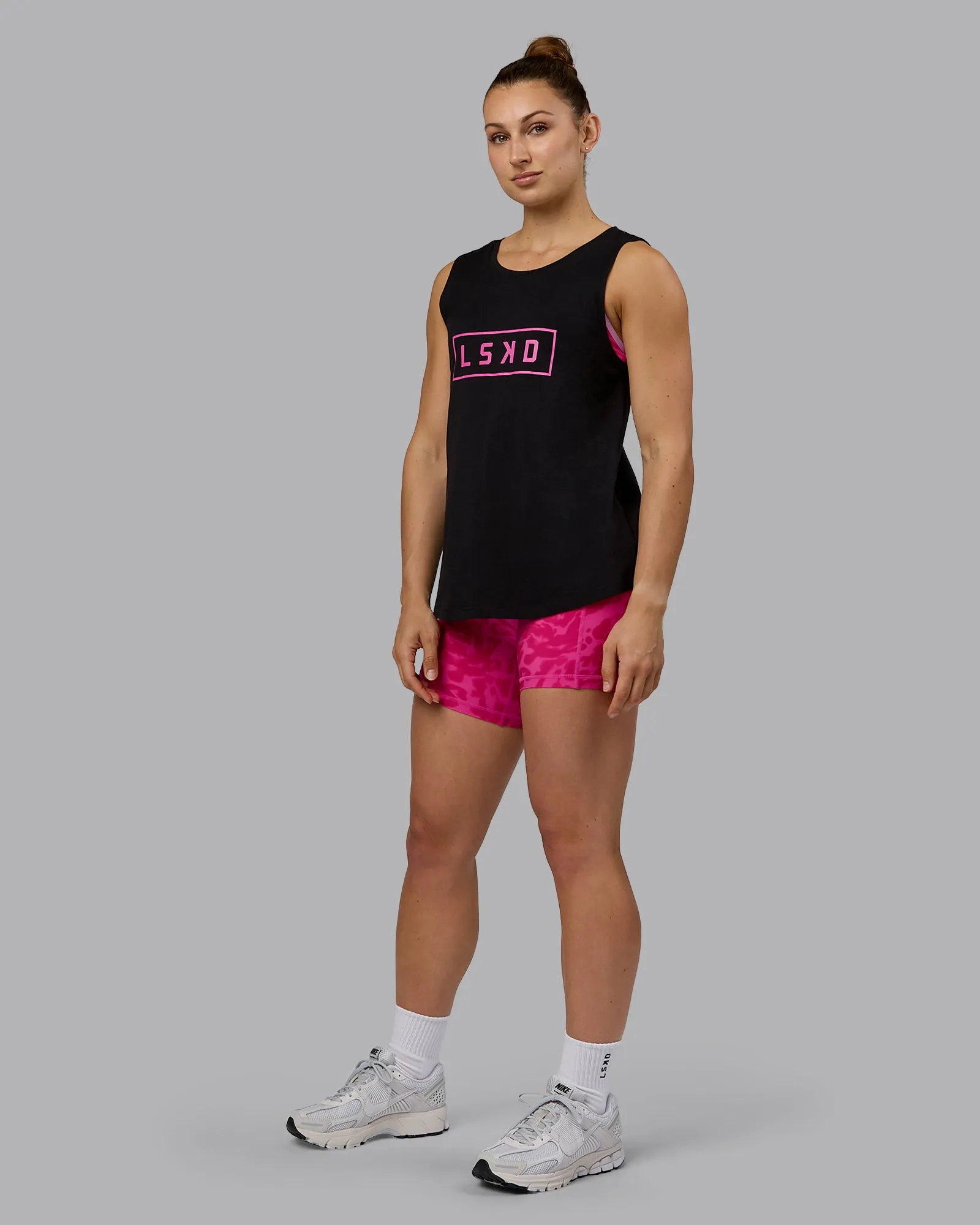 Luna FLXCotton Longline Tank - Black-Ultra Pink sold by LSKD product image thumbnail 5