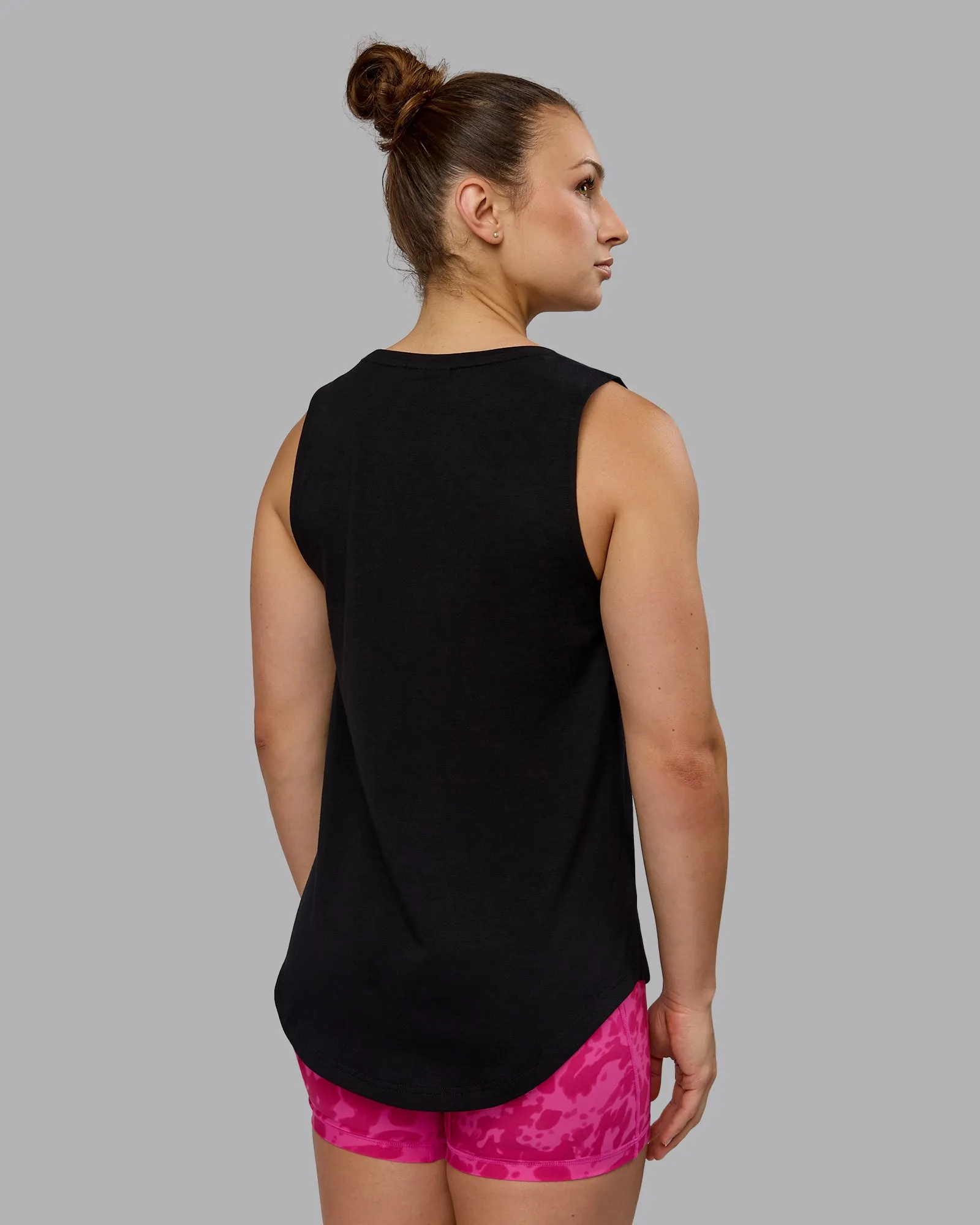 Luna FLXCotton Longline Tank - Black-Ultra Pink sold by LSKD product image thumbnail 3