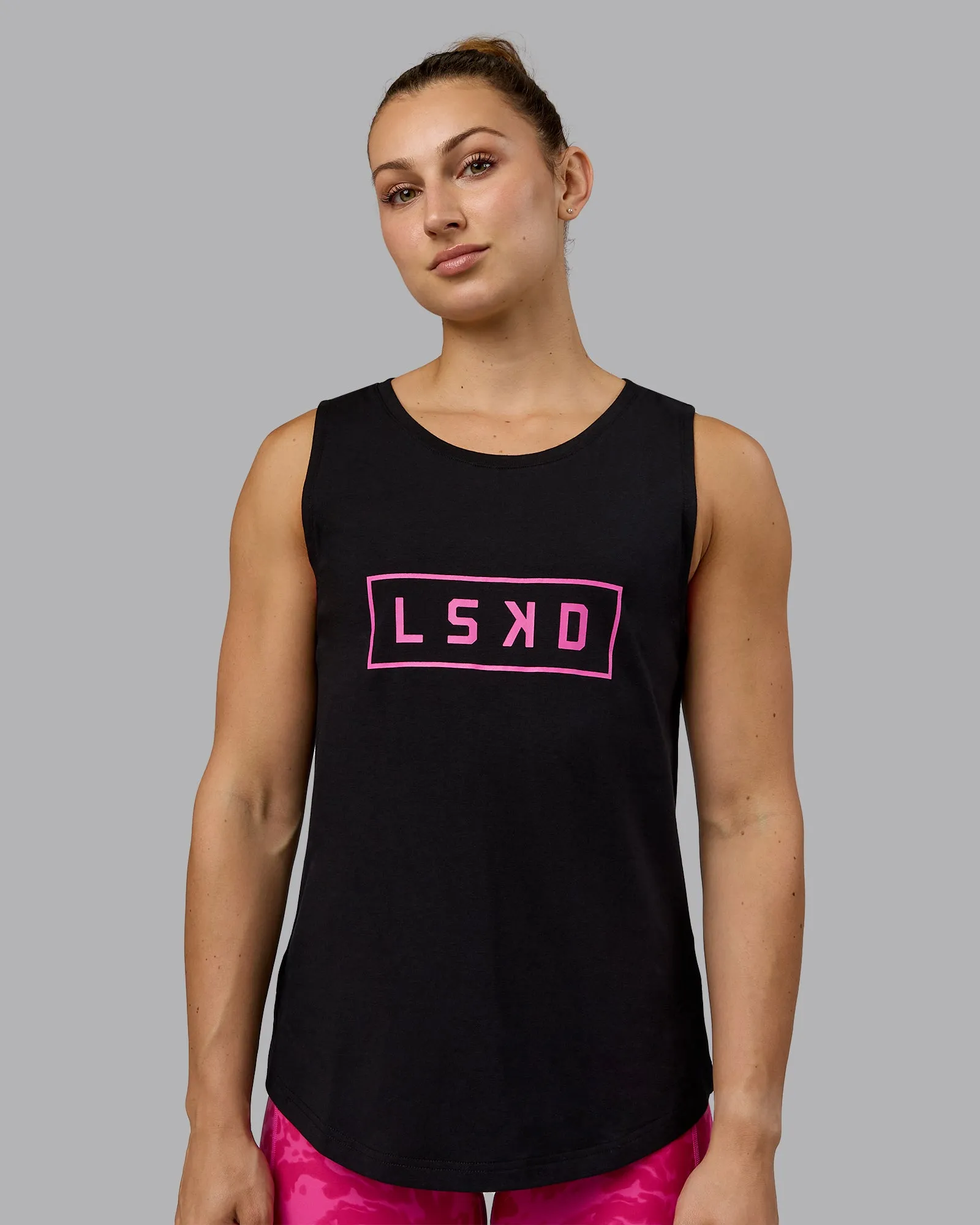 Luna FLXCotton Longline Tank - Black-Ultra Pink sold by LSKD product image thumbnail 2