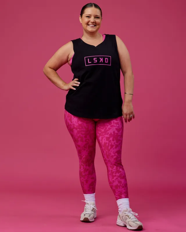 Luna FLXCotton Longline Tank - Black-Ultra Pink sold by LSKD