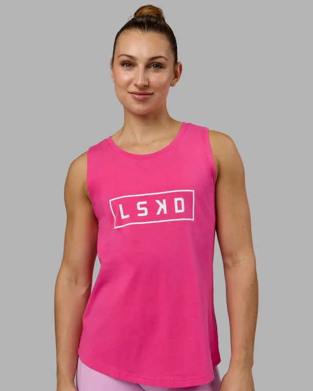 Luna FLXCotton Longline Tank - Ultra Pink-White sold by LSKD
