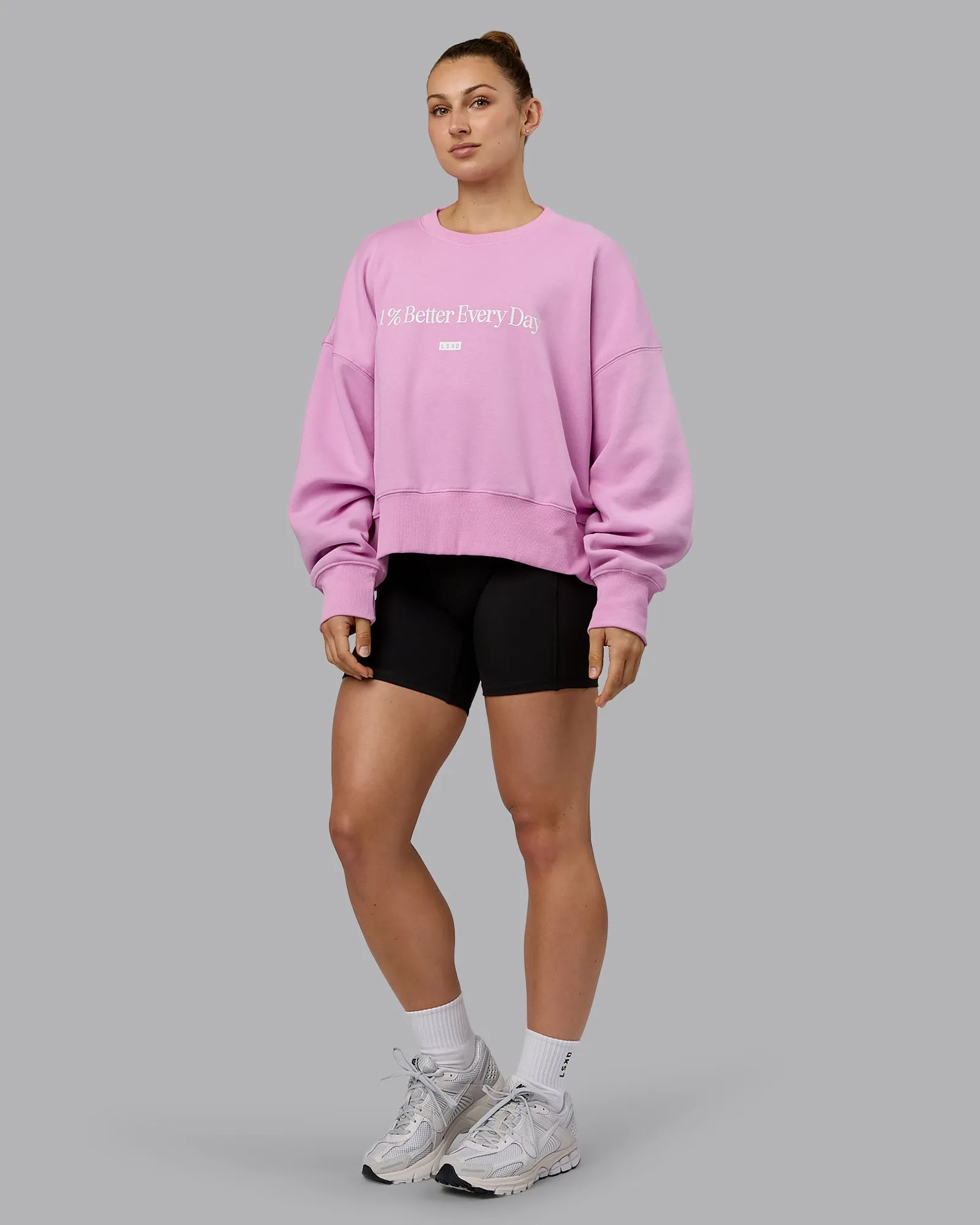 1% Better Heavyweight Sweater - Pastel Orchid-White sold by LSKD