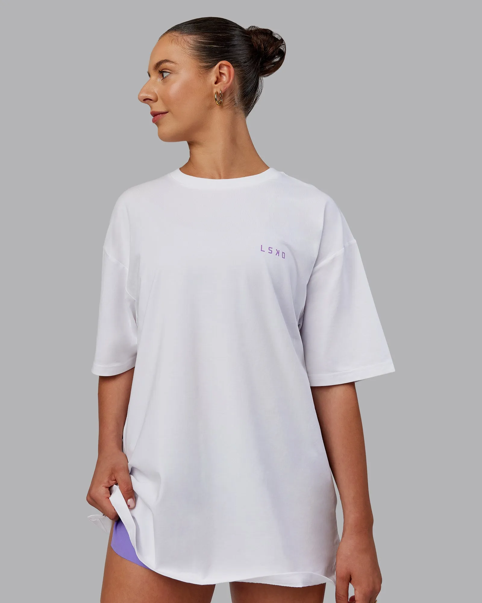 Unisex Strike Through FLXCotton Tee Oversize - White-Purple Swirl sold by LSKD product image thumbnail 3