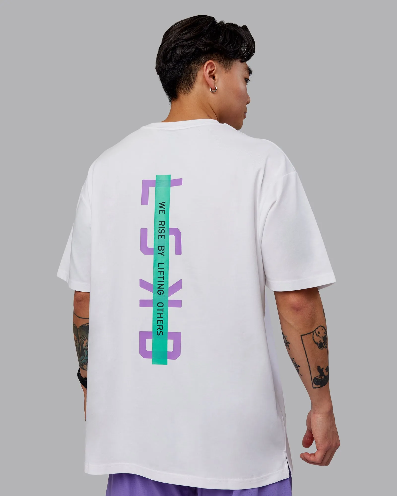 Unisex Strike Through FLXCotton Tee Oversize - White-Purple Swirl sold by LSKD product image thumbnail 2