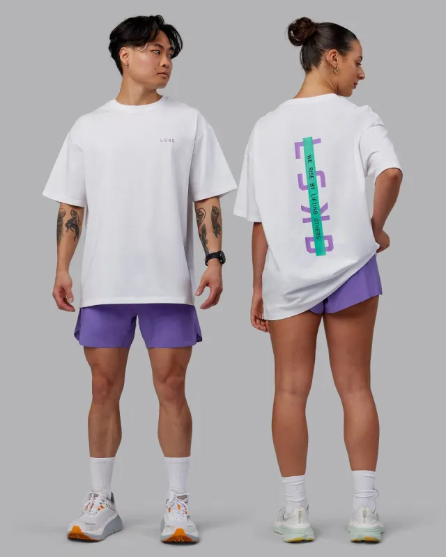 Unisex Strike Through FLXCotton Tee Oversize - White-Purple Swirl sold by LSKD