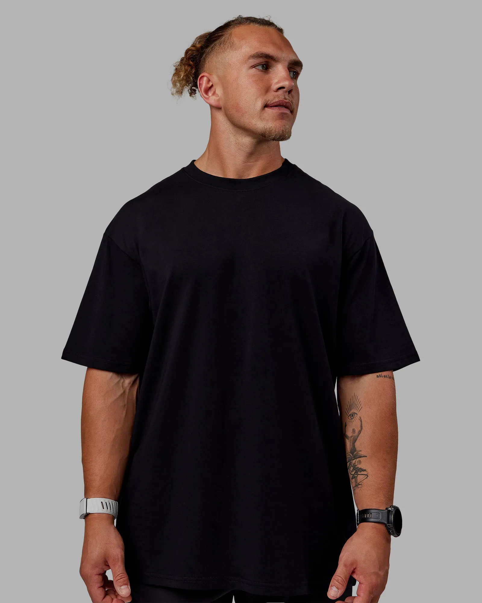 Unisex Lifting Club FLXCotton Tee Oversize - Black-Dahlia Purple sold by LSKD product image thumbnail 3