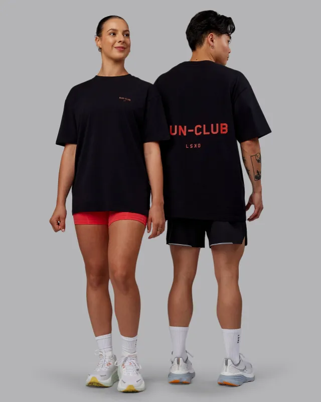 RUN CLUB FLXCotton Tee Oversize - Black-Cayenne sold by LSKD