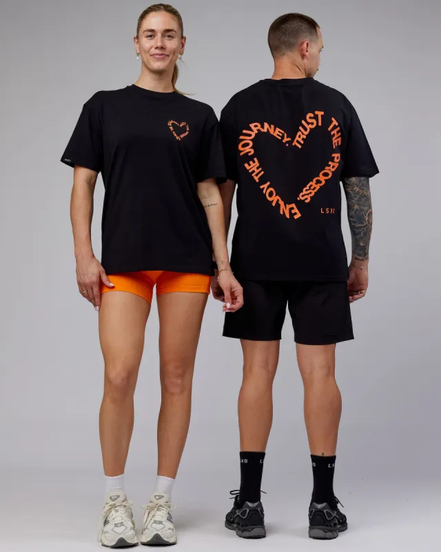 Unisex Love The Process FLXCotton Tee Oversize - Black-Ultra Orange sold by LSKD