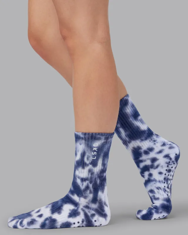 Signal Crew Pilates Grip Sock - Indigo Tye Dye sold by LSKD